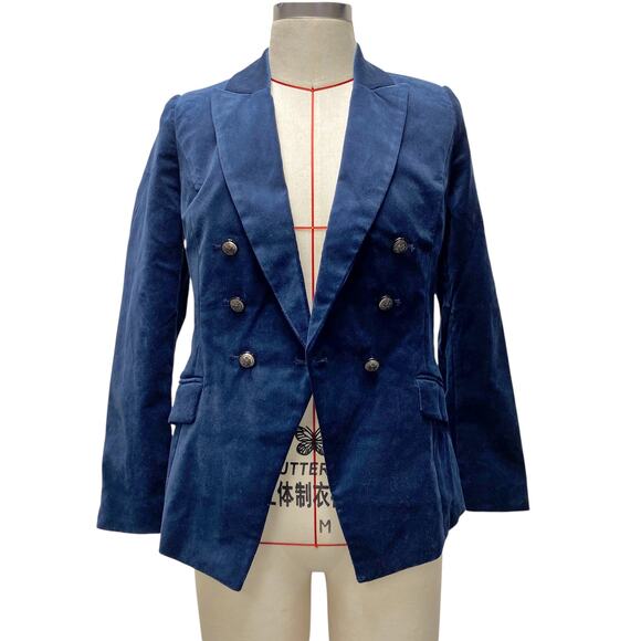 White House Black Market Womens Size 4P River Teal Velvet Trophy Blazer - Picture 2 of 8